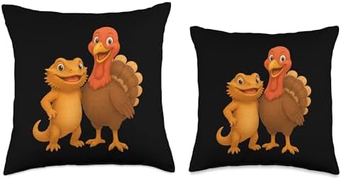 Bearded Dragon and Turkey Fall Thanksgiving Autumn Season Throw Pillow - Image 3