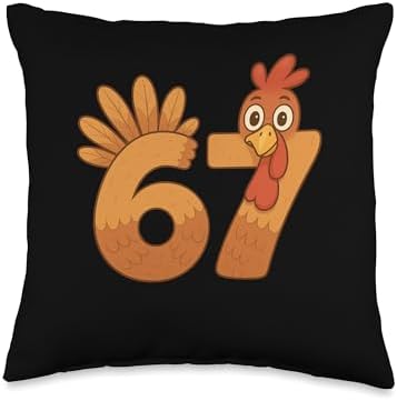 Funny 67 Turkey Meme for Thanksgiving Fans Throw Pillow by Unknown
