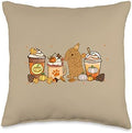 Cavalier Dog Coffee Lovers Pumpkin Spice Fall Thanksgiving Throw Pillow by Unknown