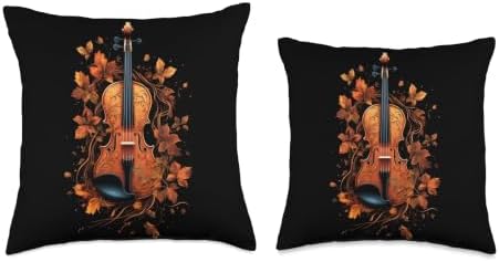 Violin Player Autumn Autumn Leaves Thanksgiving Throw Pillow - Image 3