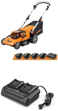 LawnMaster CLMF4821A Cordless Lawn Mower Brushless 48V MAX* 21Inch 3-in-1 Function with 4X24V MAX* 4.0Ah Battery and a Dual Charger + LawnMaster MX24V Dual-Battery Charger – 24LFC15-ETL