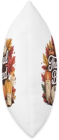 Thankful & Blessed – Autumn Pumpkin Thanksgiving Tee Throw Pillow - Image 2