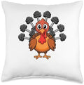 Thanksgiving Turkey Barbell Weights Weightlifting Gym Throw Pillow by Unknown