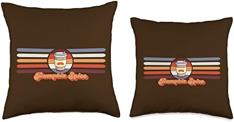 Pumpkin Spice Coffee Lover Retro Style Fall Art Thanksgiving Throw Pillow - Image 3