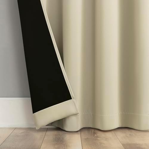 Sun Zero Oslo Theater Grade Extreme 100% Blackout Rod Pocket Curtain Panel, 52" x 95", Cream