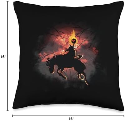 Vintage Headless Horseman Classic Red Moon Sleepy Hollow Throw Pillow