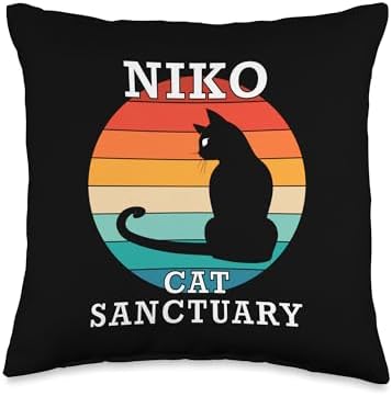 Niko Cat Sanctuary Group Family Reunion Name Throw Pillow by Unknown