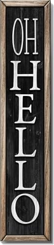 Spoontiques Oh Hello Porch Sign - Decorative Home Décor Wooden Signs - Rustic Outdoor Decoration - Durable and Weatherproof - Entryway Decoration - 8” x 40”