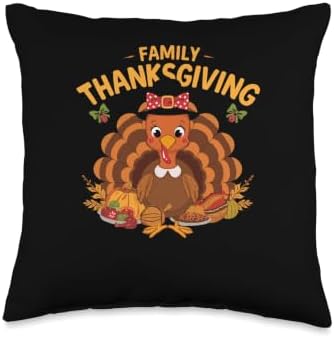 Matching Family Thanksgiving Crew 2026 Thankful Retro Turkey Throw Pillow by Unknown