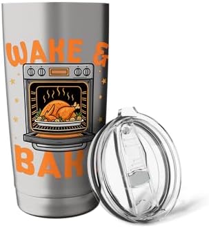 Wake & Bake Funny Cooks Thanksgiving Humor for Home Chefs Stainless Steel Insulated Tumbler - Image 5