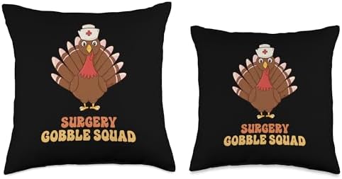 Thanksgiving Holiday Gifts and Designs Surgery Gobble Squad Turkey Nurse Thanksgiving Throw Pillow, 18x18, Multicolor - Image 3