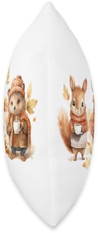 Cozy Autumn Thanksgiving Bunny Squirrel Hedgehog Harvest Throw Pillow - Image 2