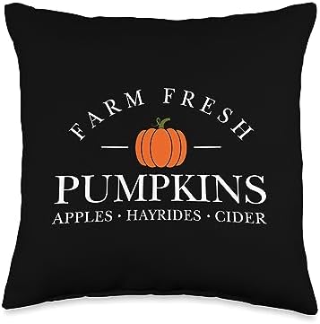 Farm Fresh Pumpkins Thanksgiving & Halloween Gifts Farm Fresh Pumpkins for Traditional Farmhands Farmer Tractor Throw Pillow, 16x16, Multicolor by Unknown