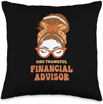 Thanksgiving Holiday Gifts and Designs Messy Bun Financial Advisor Thanksgiving Woman Throw Pillow, 16x16, Multicolor by Unknown