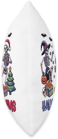 halloween thanksgiving christmas hallothanksmas Skeletons Throw Pillow - Image 2