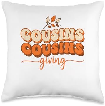 Cousins Giving Matching Thanksgiving Fall Family Throw Pillow by Unknown