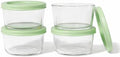 8-Piece Glass Food Storage Containers Set (4 Containers + 4 BPA-Free Lids) | 1-Cup, Leakproof | Microwave, Freezer, Oven & Dishwasher Safe | Ideal for Meal Prep & Pantry Organization, Pistachio