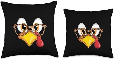 Thanksgiving Turkey Face Leopard Print Throw Pillow - Image 3