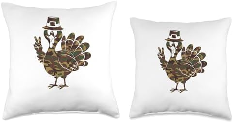 Hello Hunting Season Thanksgiving Camouflage Camo Turkey Throw Pillow - Image 3