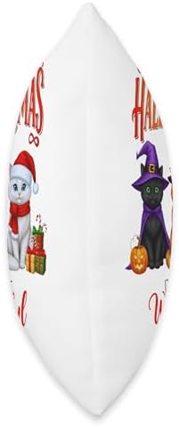 Halloween Thanksgiving Christmas Happy HalloThanksMas Cats Throw Pillow - Image 2