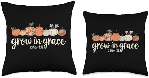 Grow in Grace Pumpkins Fall Thanksgiving Christian Religious Throw Pillow - Image 3