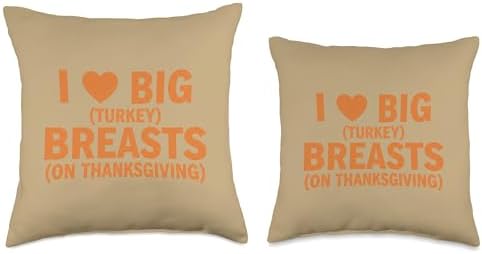 Funny Thanksgiving I Love Big Turkey Breasts, Cheeky Turkey Throw Pillow - Image 3