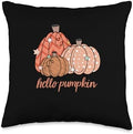 Hello Pumpkin Fall Vibes Autumn Thanksgiving Throw Pillow by Unknown