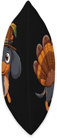 Funny Dachshund Turkey Costume Elegant Design. Cute Dachshund Dog Turkey Costume Humor Thanksgiving Boys Throw Pillow, 18x18, Multicolor - Image 2