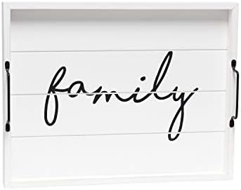 Elegant Designs HG2000-WFM Decorative Wood Serving Tray w/Handles, 15.50" x 12", Family by ElegantDesigns