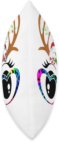 Family Happy Hallothanksmas Thanksgiving Christmas Funny Reindeer Face Glasses Leopard Tie Dye Christmas Lights Throw Pillow, 18x18, Multicolor - Image 2