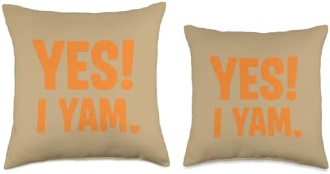 Funny YES! I YAM. Thanksgiving Pun, Turkey Day Friendsgivng Throw Pillow - Image 3