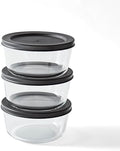 6-Piece Glass Food Storage Containers Set (3 Containers + 3 BPA-Free Lids) | 2-Cup, Leakproof | Microwave, Freezer, Oven & Dishwasher Safe | Ideal for Meal Prep & Pantry Organization, Black
