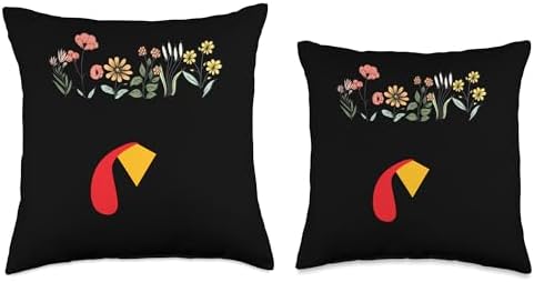 Thanksgiving Turkey Face Matching Family Costume Floral Kids Throw Pillow - Image 3