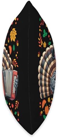 Funny Thanksgiving Turkey with Pilgrim Hat Playing Accordion Throw Pillow - Image 2