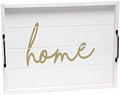 Elegant Designs HG2000-WHG Gold Coffee Table Decorative Wood Serving Tray w/Handles, 15.50" x 12", White Wash Home by ElegantDesigns