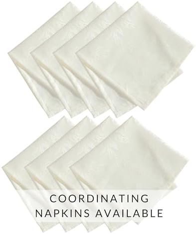 Elegant Woven Leaves Jacquard Damask Tablecloth, Ivory - 60" W x 144" L
