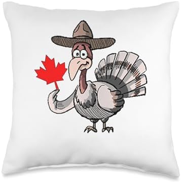 Happy Canadian Thanksgiving Funny Turkey Graphic Canada Flag Throw Pillow by Unknown