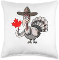 Happy Canadian Thanksgiving Funny Turkey Graphic Canada Flag Throw Pillow by Unknown