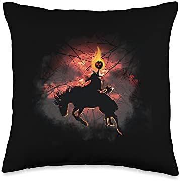 Vintage Headless Horseman Classic Red Moon Sleepy Hollow Throw Pillow