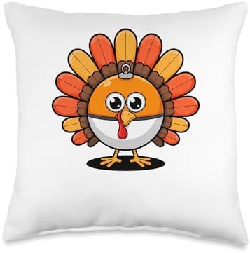 Thanksgiving Turkey Fishing Bobber Bait Angler Throw Pillow by Unknown