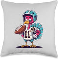 Thanksgiving Cute Turkey Holding American Football Boys Kids Throw Pillow by Unknown