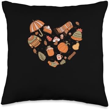 Heart Shape Fall Vibes Autumn Thanksgiving Throw Pillow by Unknown