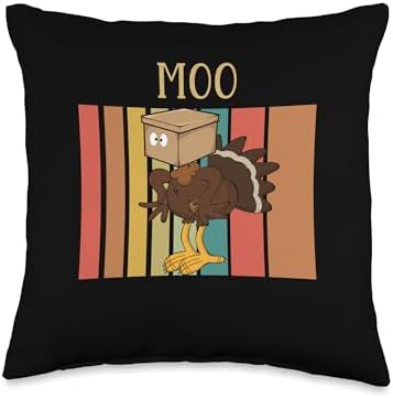 Funny Thanksgiving Turkey Cow Turkey Moo Fake Cow Moo Thanksgiving Turkey Funny Fake Cow Throw Pillow, 16x16, Multicolor by Unknown