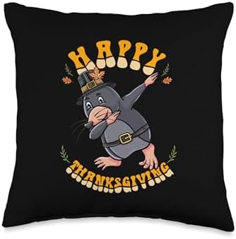 Pilgrim Mole Happy Thanksgiving Kids Throw Pillow by Unknown
