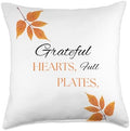 Grateful Hearts Full Plates Thanksgiving Autumn Season Throw Pillow by Unknown