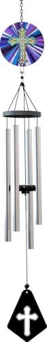 Spoontiques Cross Wind Chime - Outdoor Garden Décor - Decorative Chimes for Yard, Garden, Backyard and Patio Decoration