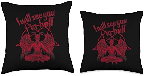 Satan loves me I will see you in Hell Lucifer 666 saying Throw Pillow