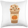 Pumpkin Spice Latte Iced Warm Thanksgiving Fall Gobble Cold Throw Pillow by Unknown