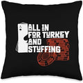 All In for Turkey and Stuffing, Funny Thanksgiving for Poker Throw Pillow by Unknown