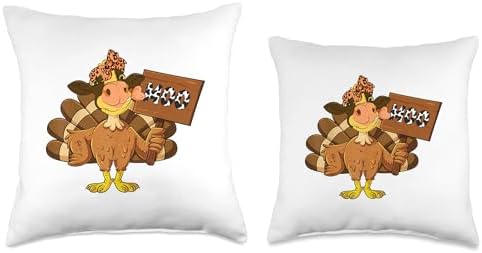 Turkey Cow Moo Funny Thanksgiving Joke Farmers Cows Lover Throw Pillow - Image 3